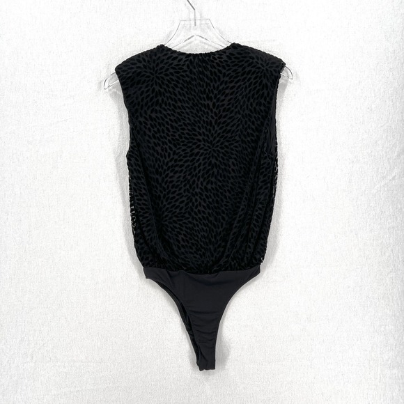 RAMY BROOKE Regina Bodysuit Womens XS Black Velvet Burnout Sleeveless V-neck - Picture 5 of 16